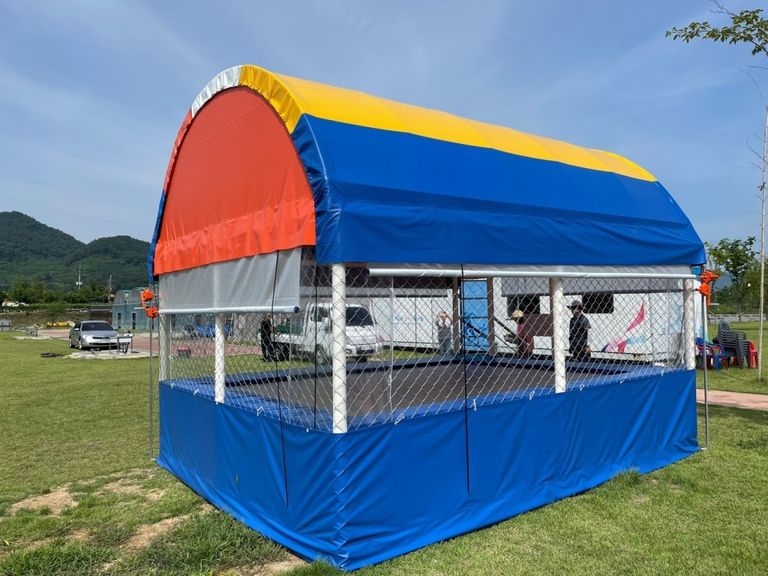 성주 캠핑장에 트램펄린 설치했습니다